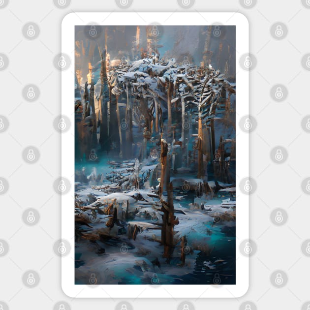 Frozen Forest Fantasy Art Style Sticker by abysarts